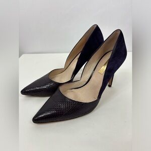 Louise et Cie Hermosah Pumps Heels Purple Suede Snakeskin Embossed 7.5 M 7.5M